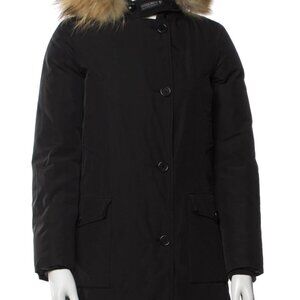 Woolrich Down Parka Coat Black XS Fur Collar